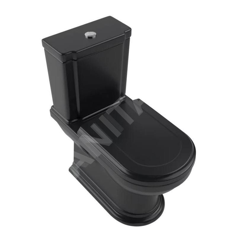 Villeroy & Boch Hommage - cuvette de WC à poser, coude Vario, CeramicPlus, TitanGlaze, Pure Black 666210R7