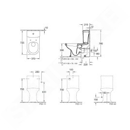 Villeroy & Boch Hommage - cuvette de WC à poser, coude Vario, CeramicPlus, TitanGlaze, Pure Black 666210R7