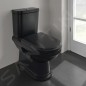 Villeroy & Boch Hommage - cuvette de WC à poser, coude Vario, CeramicPlus, TitanGlaze, Pure Black 666210R7