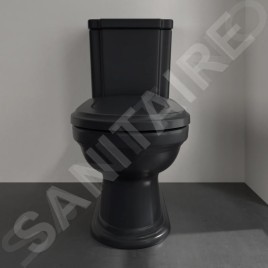 Villeroy & Boch Hommage - cuvette de WC à poser, coude Vario, CeramicPlus, TitanGlaze, Pure Black 666210R7