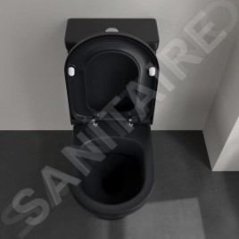 Villeroy & Boch Hommage - cuvette de WC à poser, coude Vario, CeramicPlus, TitanGlaze, Pure Black 666210R7