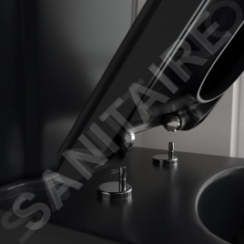 Villeroy & Boch Hommage - cuvette de WC à poser, coude Vario, CeramicPlus, TitanGlaze, Pure Black 666210R7
