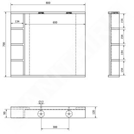 Aqualine Zoja - Miroir avec éclairage LED 800x700x120 mm, blanc KO350