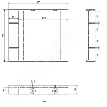 Aqualine Zoja - Miroir avec éclairage LED 800x700x120 mm, blanc KO350