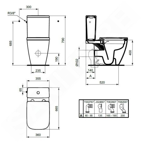 Ideal Standard i.Life B - Cuvette à poser, évacuation vario, RimLS+, gris brillant T461258