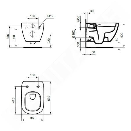 Ideal Standard Tesi - WC suspendu, RimLS+, blanc mat T4932V1
