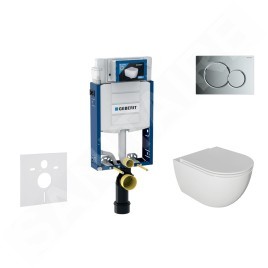 Geberit Kombifix - Set de bâti-support, cuvette Oudee et abattant softclose, plaque de déclenchement Sigma01, chrome brillant