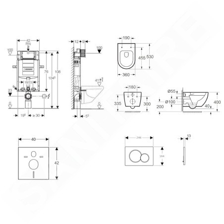 Geberit Kombifix - Set de bâti-support, cuvette Oudee et abattant softclose, plaque de déclenchement Sigma01, chrome brillant