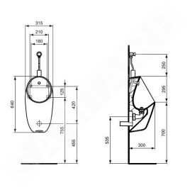 Ideal Standard i.Life - Urinoir, arrivée d'eau arrière, blanc E266101