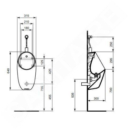 Ideal Standard i.Life - Urinoir, arrivée d'eau arrière, blanc E266101
