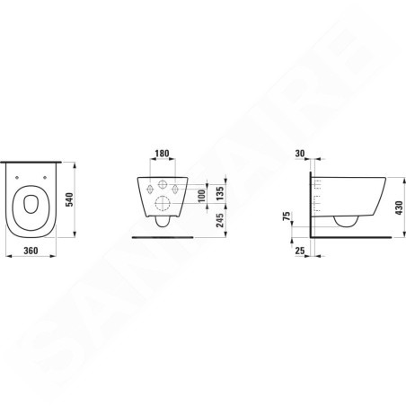 Laufen Meda - WC suspendu, Rimless, graphite mat H8201107580001