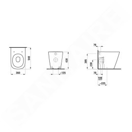 Laufen Meda - WC à poser, évacuation Vario, Rimless, noir mat H8231117160001