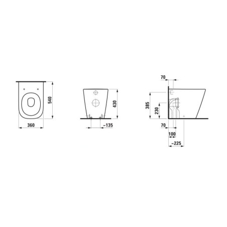 Laufen Meda - WC à poser, évacuation Vario, Rimless, graphite mat H8231117580001