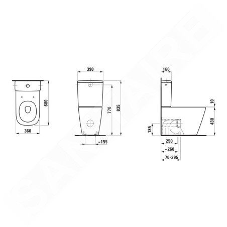 Laufen Meda - Cuvette combinée WC, évacuation Vario, Rimless, blanc H8241110000001