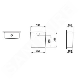 Laufen Lua - Réservoir de chasse, DualFlush, arrivée d'eau arrière, graphite mat H8270817589711