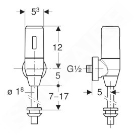 Geberit Systèmes de chasse d’eau - Capteur électronique de rinçage d'urinoir, alimentation par piles, chrome 115.805.21.5