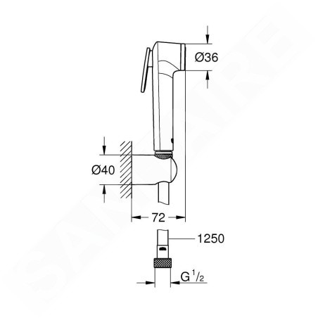 Grohe Tempesta-F - Douchette de bidet avec support et flexible de 1,25 m, Hard Graphite brossé 27513AL1
