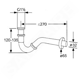 Kludi Siphons - Siphon pour bidet, chrome 1031105-00