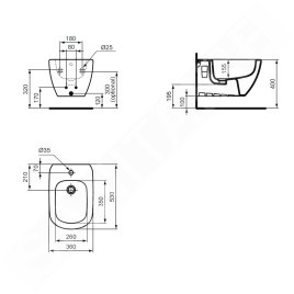 Ideal Standard Tesi - Bidet suspendu, 360x530x300 mm, noir T3552V3