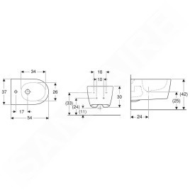 Geberit ONE - Bidet suspendu, 540x370 mm, trop-plein caché, trou pour robinetterie, KeraTect, blanc 500.690.01.1
