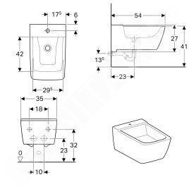 Geberit Xeno 2 - Bidet suspendu 540x350x235 mm, avec KeraTect, blanc 500.501.01.1