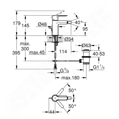 Grohe Lineare - Mitigeur de bidet avec vidage, Hard Graphite brossé 33848AL1