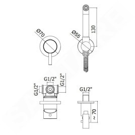 Paffoni Bidet Kit - Mitigeur de bidet encastré, avec douchette et corps, noir mat KITDUP110NO
