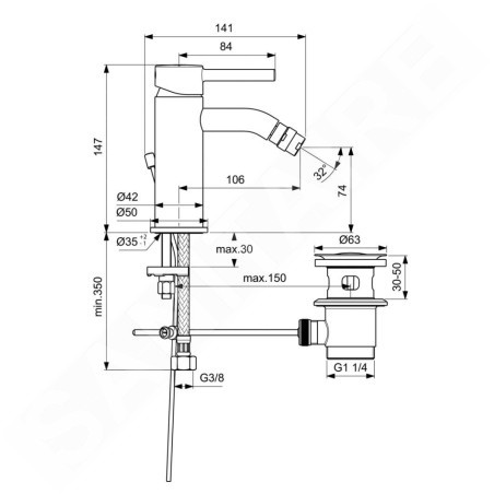 Ideal Standard CeraLine - Robinetterie de bidet avec vidage, chrome BC197AA