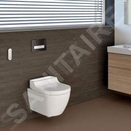 Geberit AquaClean - Bidet électronique Tuma Comfort avec céramique, Rimfree, SoftClosing, verre noir 146.292.SJ.1