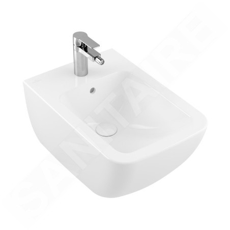 Villeroy & Boch Venticello - Bidet suspendu, avec un trou de robinetterie, CeramicPlus, blanc alpin 441100R1