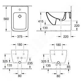 Villeroy & Boch Venticello - Bidet suspendu, avec un trou de robinetterie, CeramicPlus, blanc alpin 441100R1