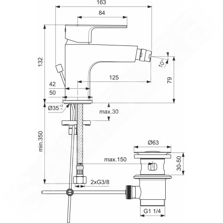 Ideal Standard Cerafine D - Mitigeur de bidet avec bonde, chrome BC691AA