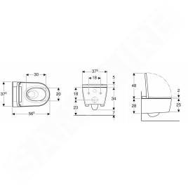 Geberit AquaClean - Bidet électronique Sela avec céramique, suspendu, Rimfree, SoftClosing, blanc alpin 146.222.11.1