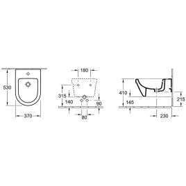 Villeroy & Boch Architectura - Bidet suspendu avec trop-plein, avec CeramicPlus, blanc alpin 548400R1