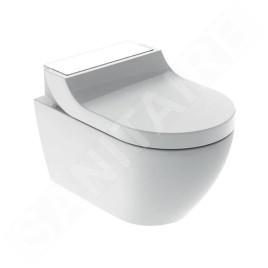 Geberit AquaClean - Bidet électronique Tuma Comfort avec céramique, Rimfree, SoftClosing, verre blanc 146.292.SI.1