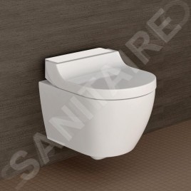 Geberit AquaClean - Bidet électronique Tuma Comfort avec céramique, Rimfree, SoftClosing, verre blanc 146.292.SI.1
