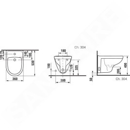 Jika Lyra plus - Bidet suspendu, trou pour robinetterie, avec trous latéraux, blanc H8303810003041