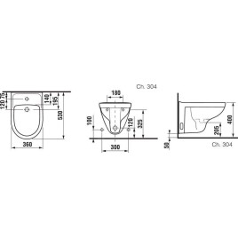 Jika Lyra plus - Bidet suspendu, trou pour robinet, blanc H8303810003021