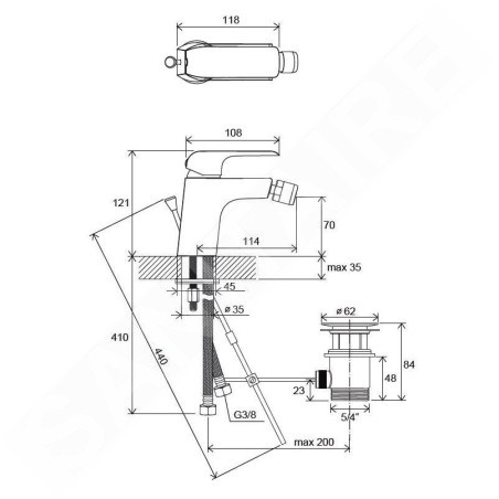 Ravak Flat - Mitigeur de bidet FL 055.00 avec vidage, chrome X070122
