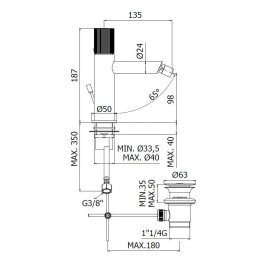 Paffoni Jo - Mitigeur de bidet avec vidage, noir mat JO135NO