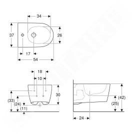 Geberit ONE - Bidet suspendu, trop-plein caché, trou pour robinetterie, blanc alpin 500.690.JT.1