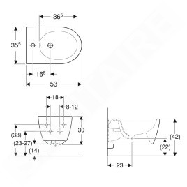 Geberit iCon - Bidet suspendu, trou pour robinet, avec trop-plein, blanc alpin 501.898.JT.1