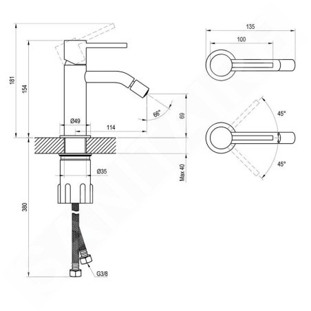 Ravak Espirit - Mitigeur de bidet, noir mat X070281