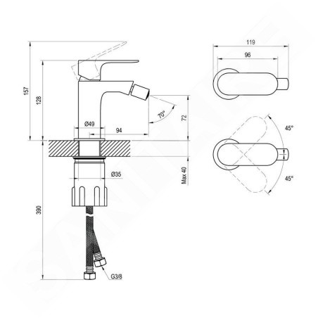 Ravak Eleganta - Mitigeur de bidet, noir mat X070295