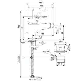 Ideal Standard Cerabase - Mitigeur de bidet avec vidage, chrome BC839AA