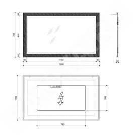 Sapho Flut - Miroir Flut avec éclairage LED 1200x700 mm, blanc FT120