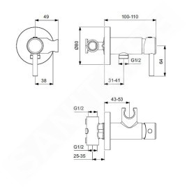 Ideal Standard Bidetta - Mitigeur de bidet encastré, chrome A5809AA
