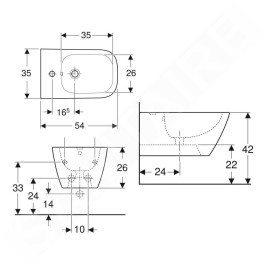 Geberit Smyle Square - Bidet suspendu avec trop-plein, blanc 500.209.01.1