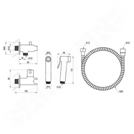Ravak Robinetterie - Robinet mural avec douchette bidet, chrome X070166