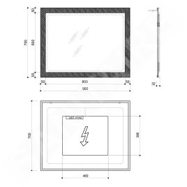 Sapho Flut - Miroir Flut avec éclairage LED 900x700 mm, blanc FT090